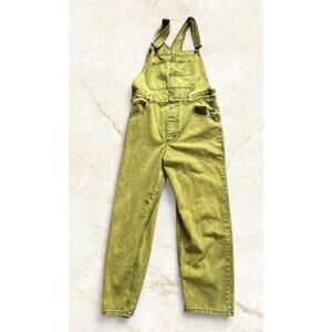 We The Free Ziggy Overalls in Acid Yellow XL Distressed Utility Art To Wear
